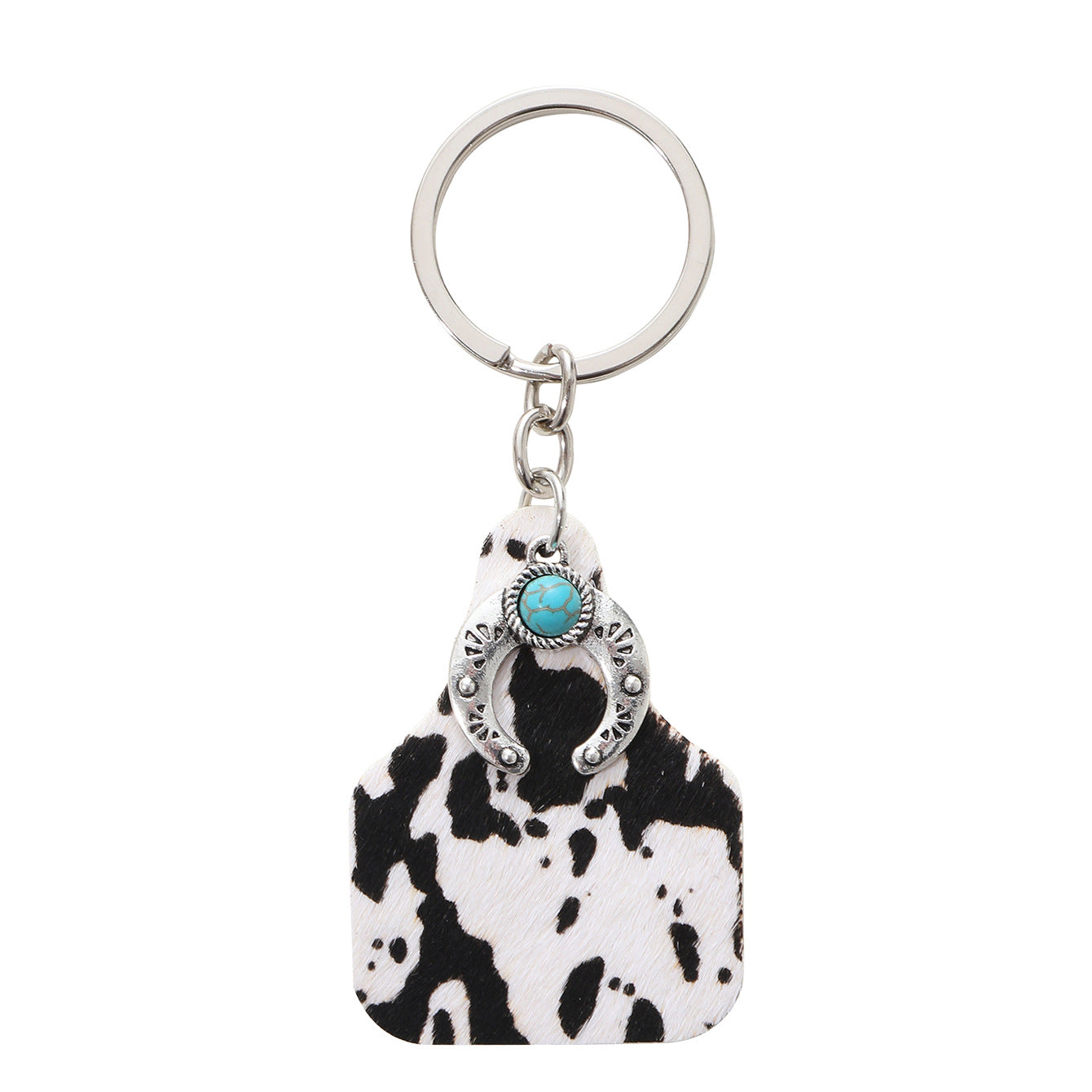Wholesale Vintage Farm Sign Cow Hair Cow Pattern Alloy Cross Keychain